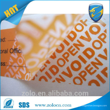 Low Price PET Warranty void Logo Label Custom Printing With Long-term Technical Support